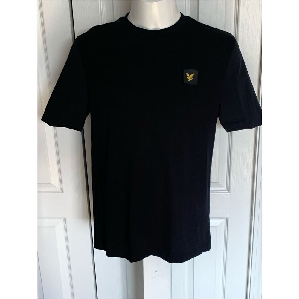 Lyle & Scott Black Short Sleeve Crew T-Shirt with Yellow Logo Patch